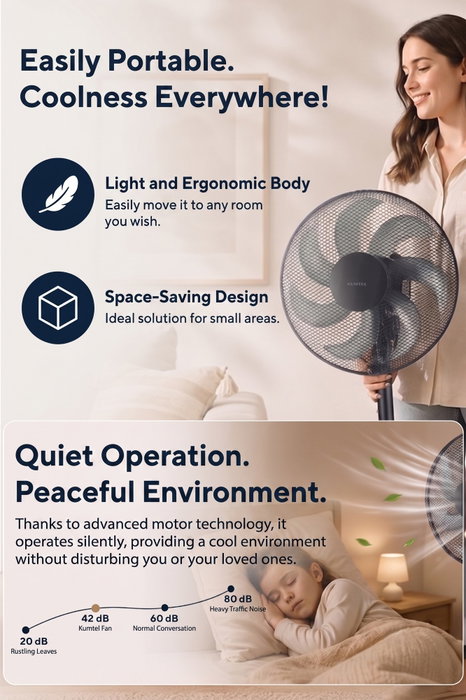 Kumtel KTF-760 Ventilador de 50W con 7 Aspas y Altura Ajustable